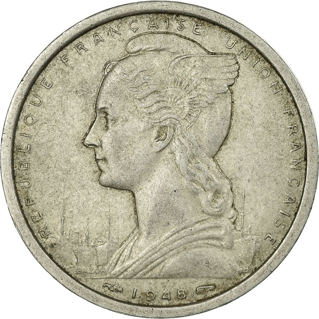 Coin, French West Africa, 2 Francs, 1948, EF(40-45), Aluminum, KM:4