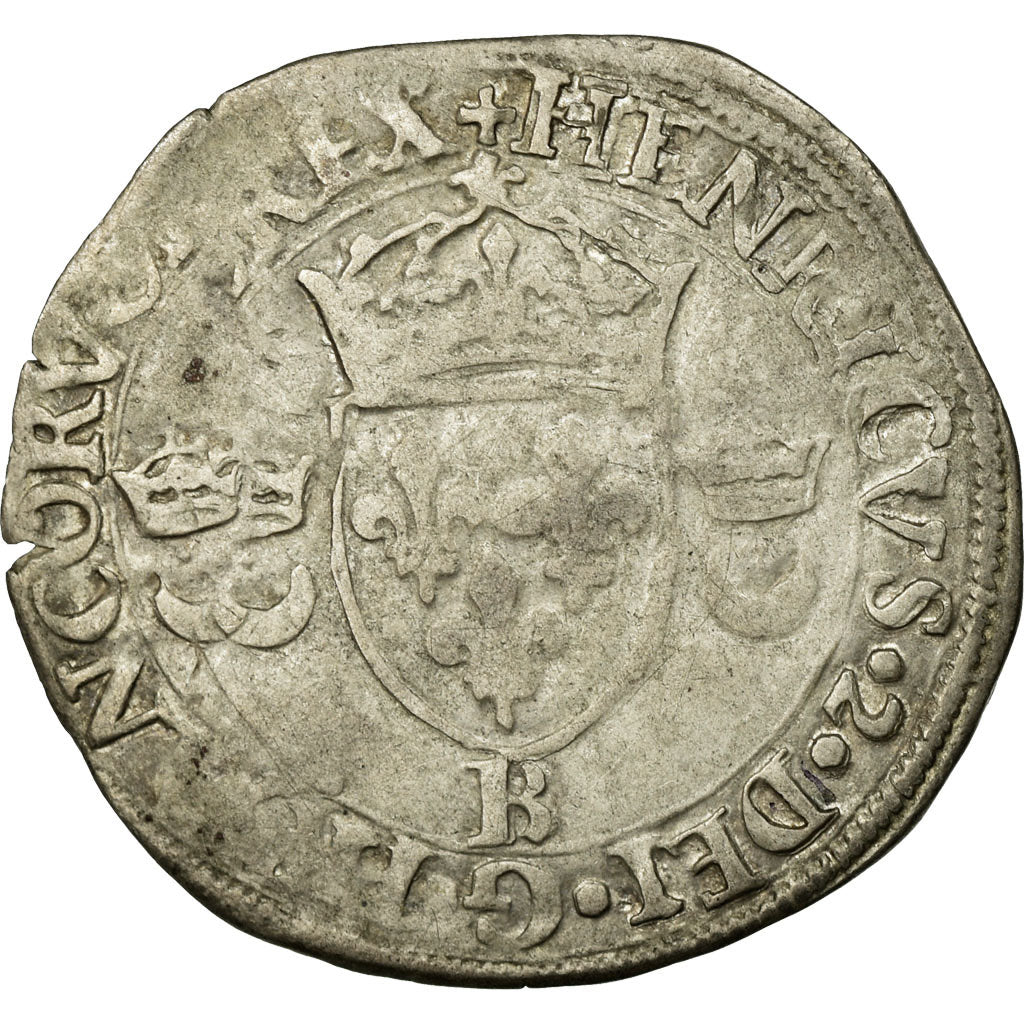 Münze, Frankreich, Douzain aux croissants, 1549, Rouen, S+, Billon