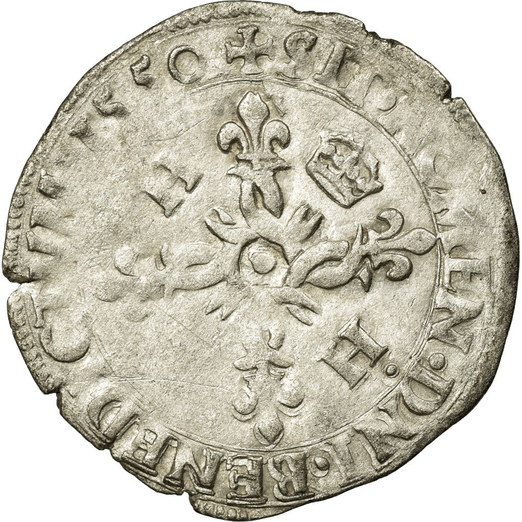 Coin, France, Douzain, 1550, La Rochelle, EF(40-45), Billon, Duplessy:997