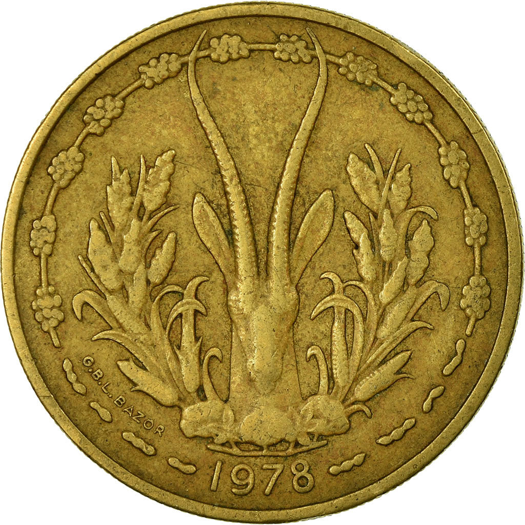 Moneda, Estados del África Occidental, 25 Francs, 1978, Paris, MBC, Aluminio -