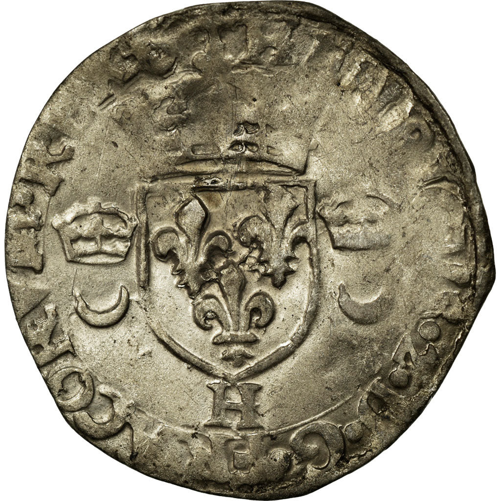 Coin, France, Douzain, 1550, La Rochelle, EF(40-45), Billon, Duplessy:997
