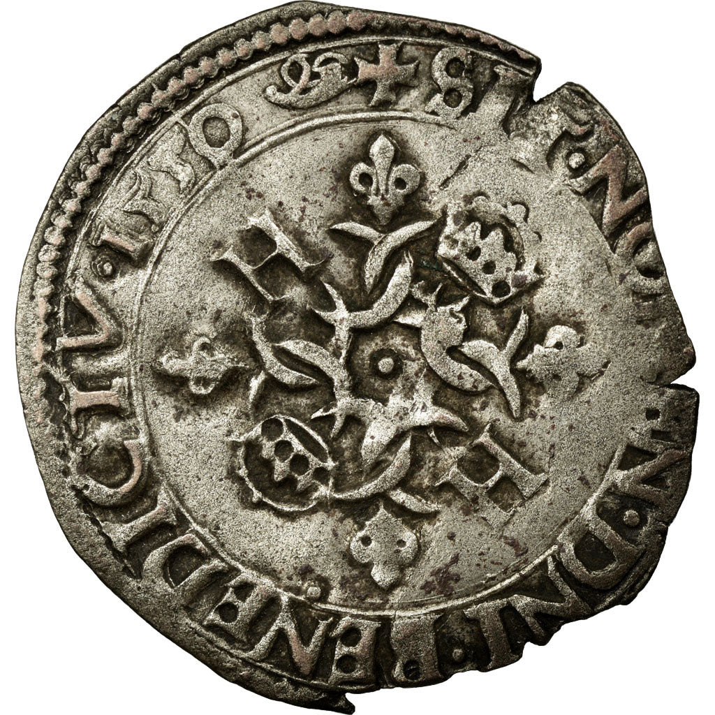 Coin, France, Douzain, 1550, Troyes, EF(40-45), Billon, Duplessy:997