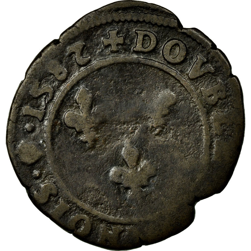 Moneta, Francja, Double Tournois, 1582, Rouen, F(12-15), Miedź, Duplessy:1152