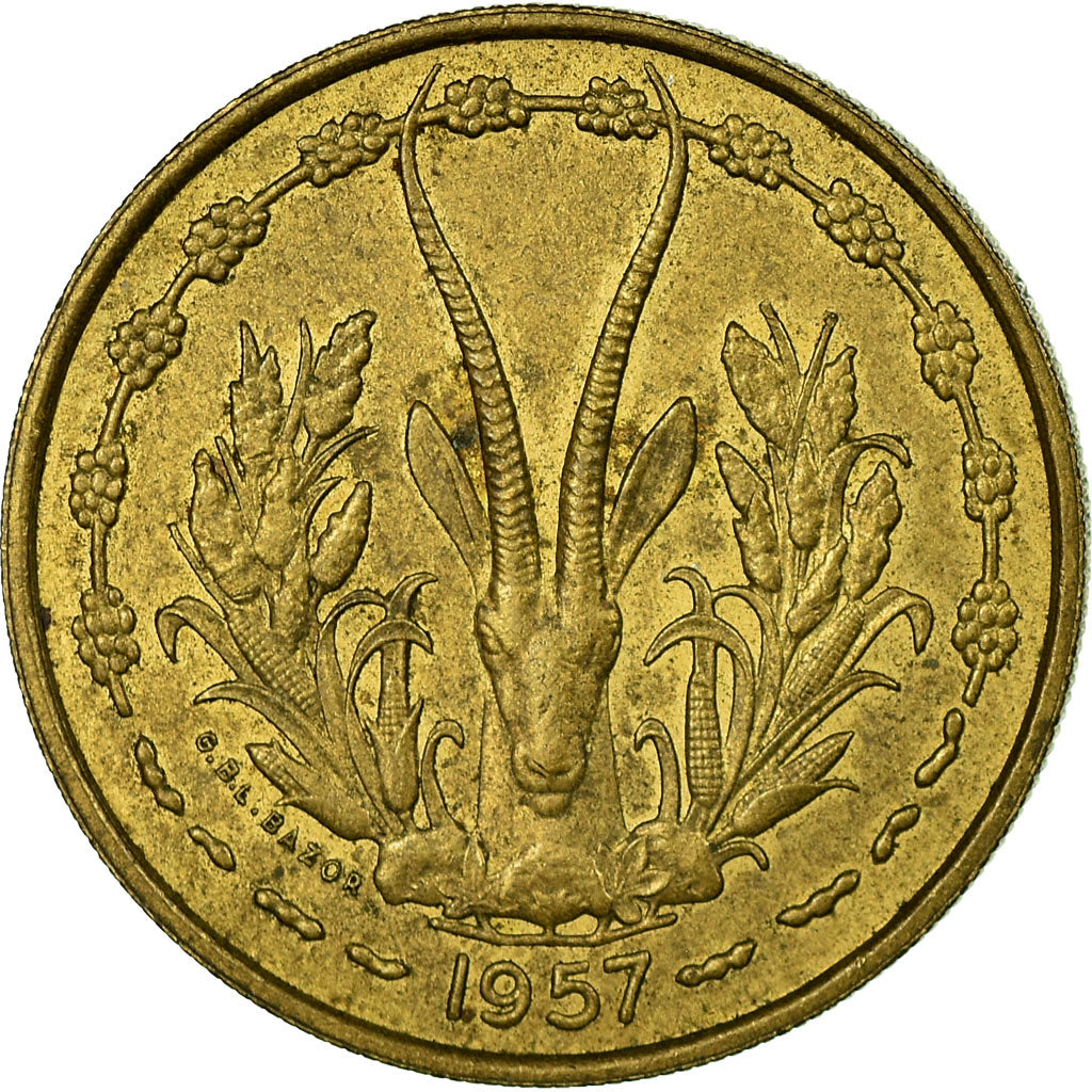 Coin, French West Africa, 25 Francs, 1957, EF(40-45), Aluminum-Bronze, KM:9