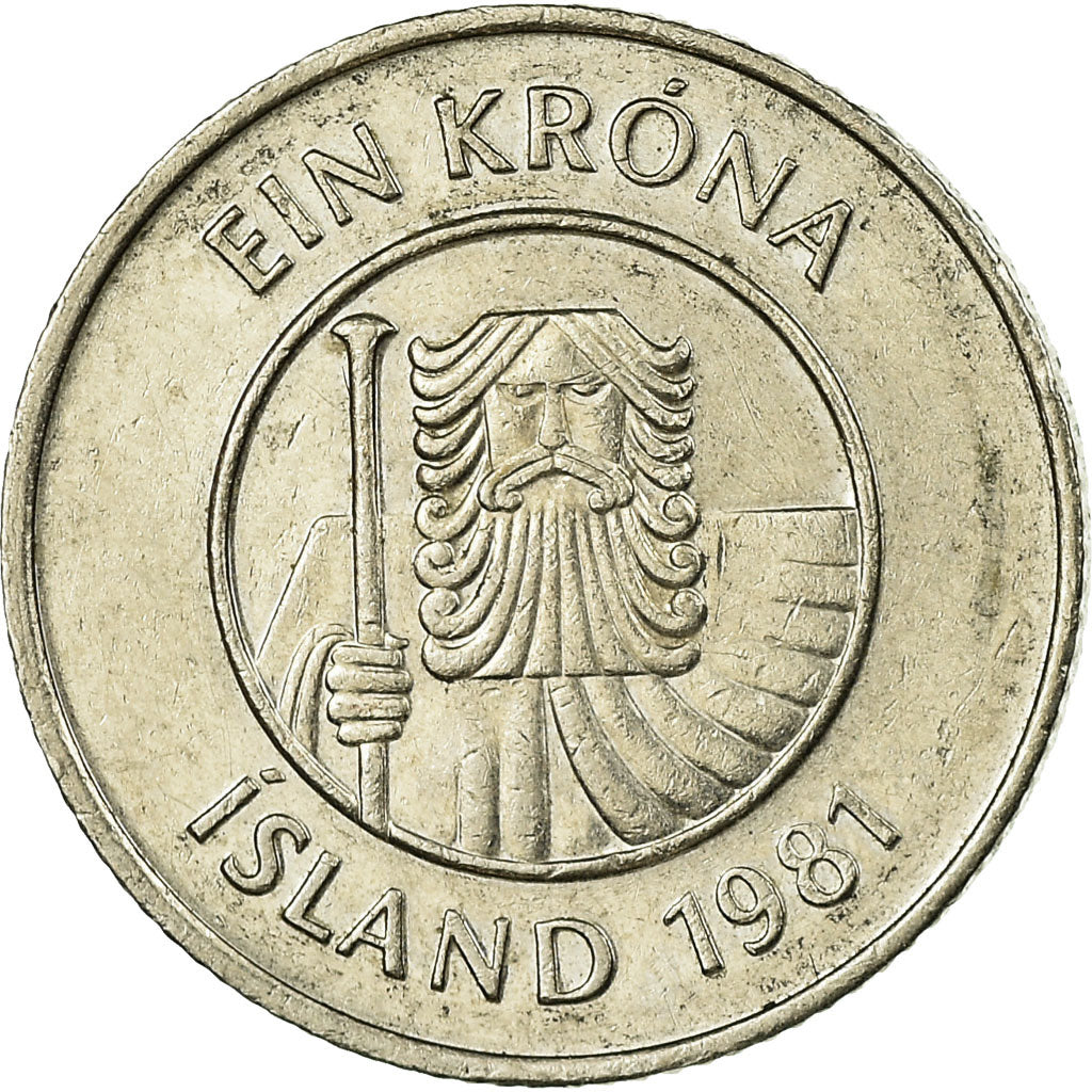 Moneda, Islandia, Krona, 1981, MBC, Cobre - níquel, KM:27