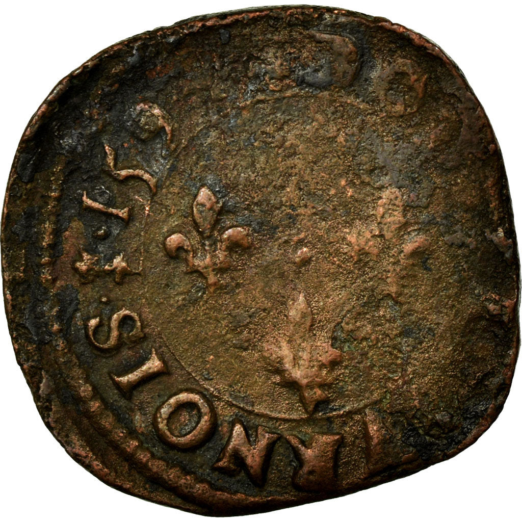 Coin, France, Double Tournois, 1594, Troyes, VF(30-35), Copper, Duplessy:1186