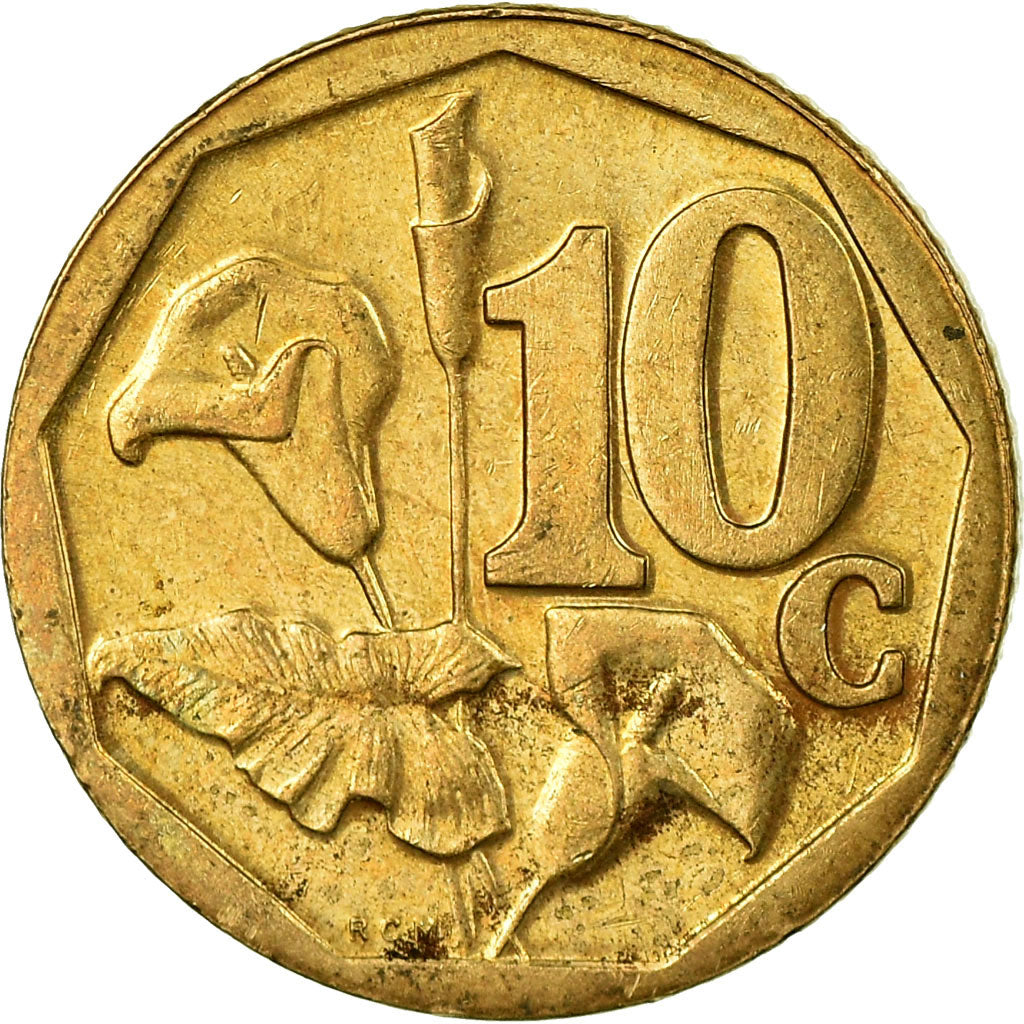 Moneda, Sudáfrica, 10 Cents, 2005, Pretoria, MBC, Bronce chapado en acero