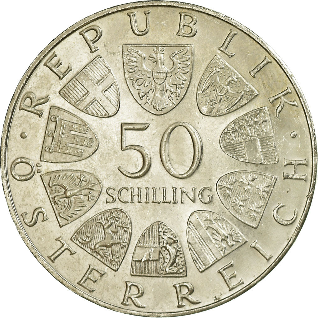 Moneta, Austria, 50 Schilling, 1970, AU(55-58), Srebro, KM:2908