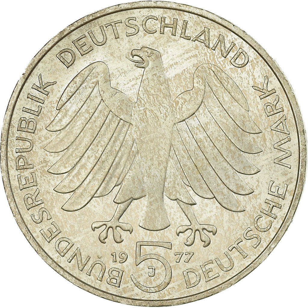 Moneta, GERMANIA - REPUBBLICA FEDERALE, 5 Mark, 1977, Hamburg, Germany, SPL-