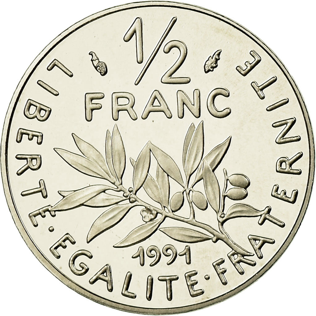 Munten, Frankrijk, Semeuse, 1/2 Franc, 1991, Paris, Proof, FDC, Nickel