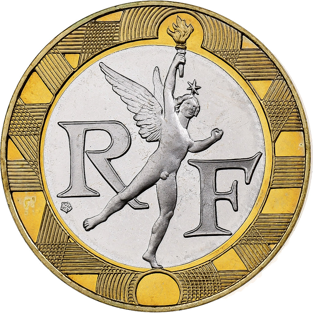 France, 10 Francs, Génie, 1993, Paris, Proof, Bi-Metallic, MS(63)