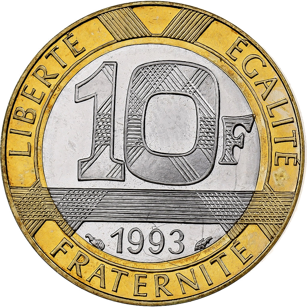 France, 10 Francs, Génie, 1993, Paris, Proof, Bi-Metallic, MS(63)