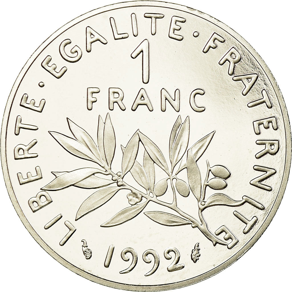 Moneta, Francja, Semeuse, Franc, 1992, Paris, Proof, MS(65-70), Nikiel