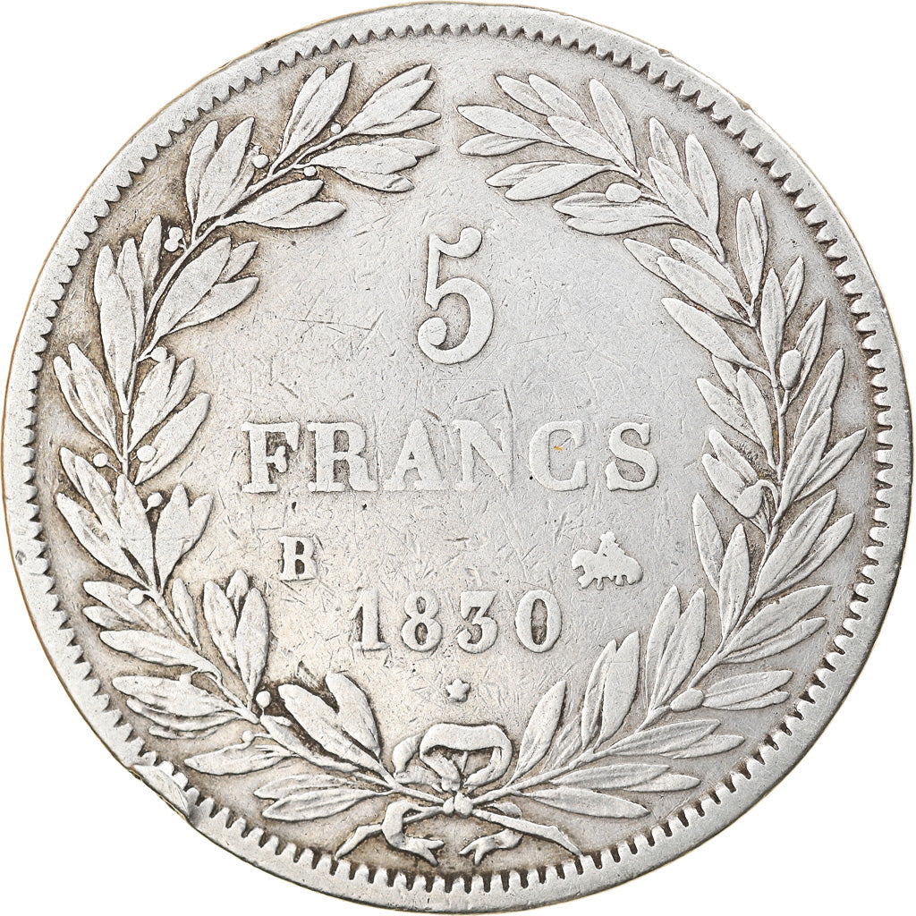 Münze, Frankreich, Louis-Philippe, 5 Francs, 1830, Rouen, S+, Silber, KM:735.2