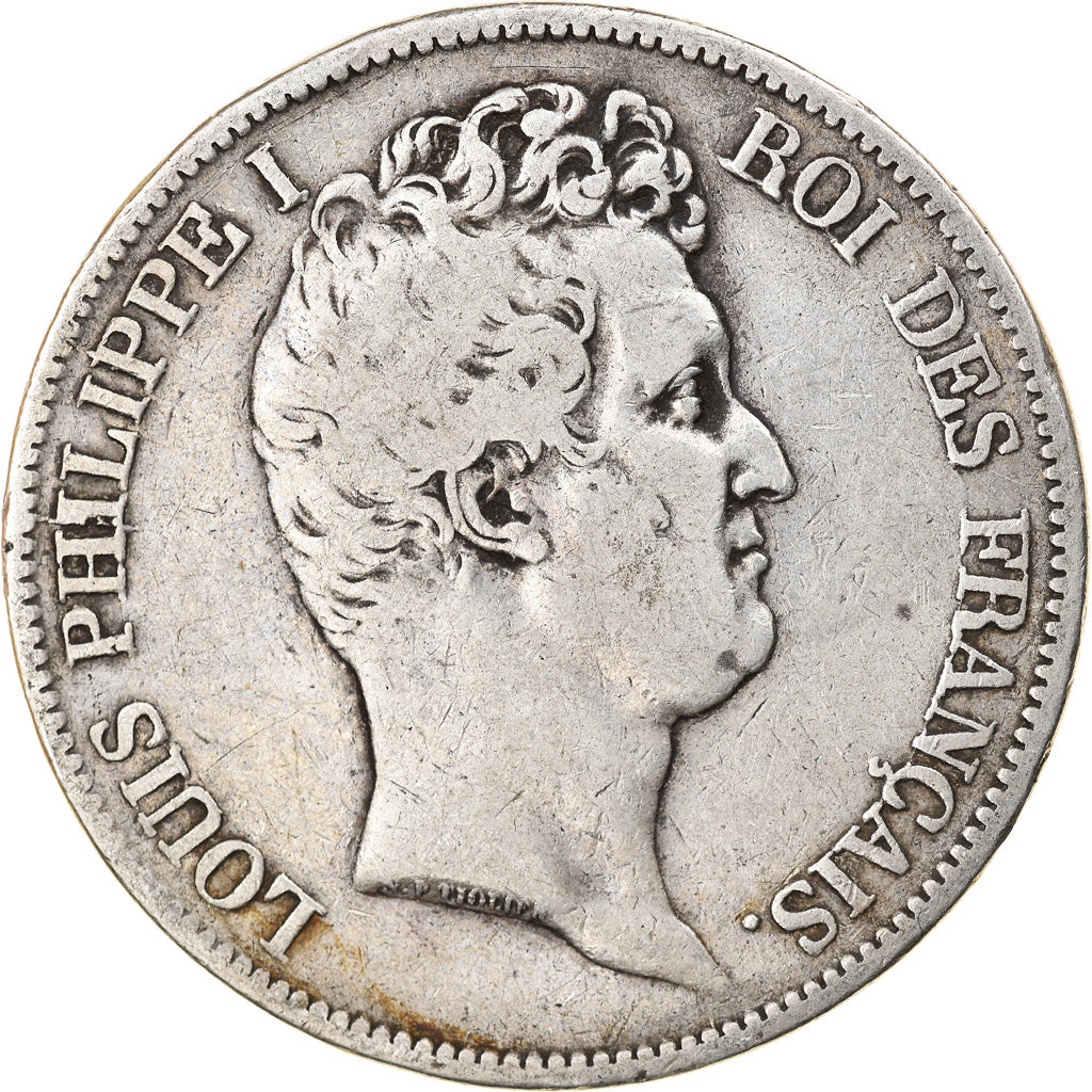 Moneda, Francia, Louis-Philippe, 5 Francs, 1830, Paris, BC+, Plata, KM:735.1
