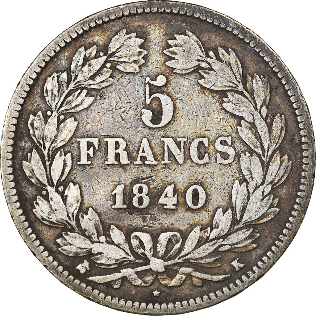 Monnaie, France, Louis-Philippe, 5 Francs, 1840, Bordeaux, TB, Argent