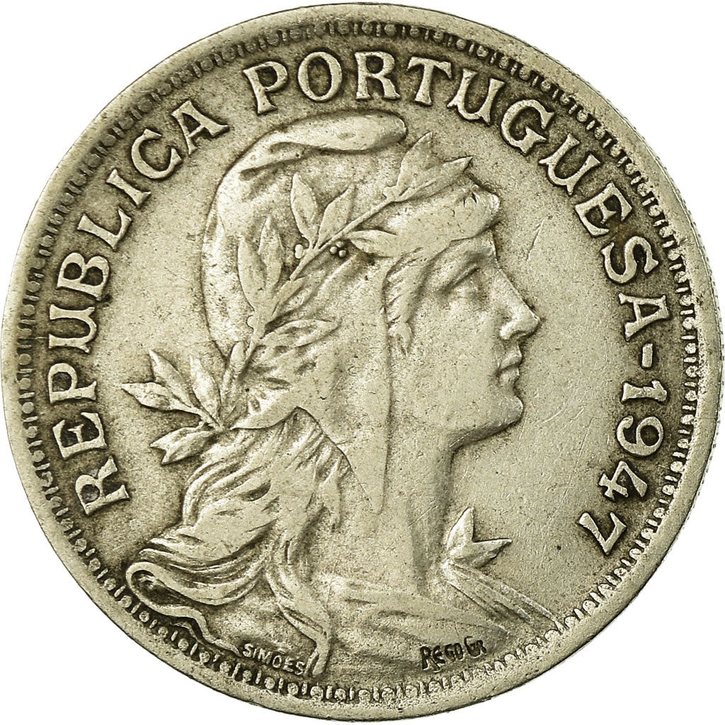Coin, Portugal, 50 Centavos, 1947, EF(40-45), Copper-nickel, KM:577