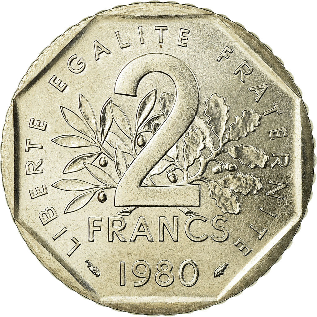 Moneta, Francia, Semeuse, 2 Francs, 1980, Paris, FDC, Nichel, KM:942.1