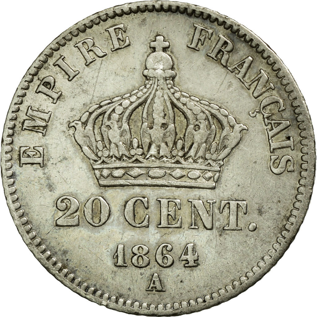 Munten, Frankrijk, Napoleon III, Napoléon III, 20 Centimes, 1864, Paris, ZF+