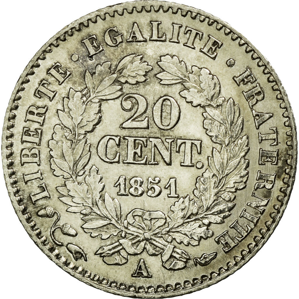 Monnaie, France, Cérès, 20 Centimes, 1851, Paris, SUP+, Argent, KM:758.1