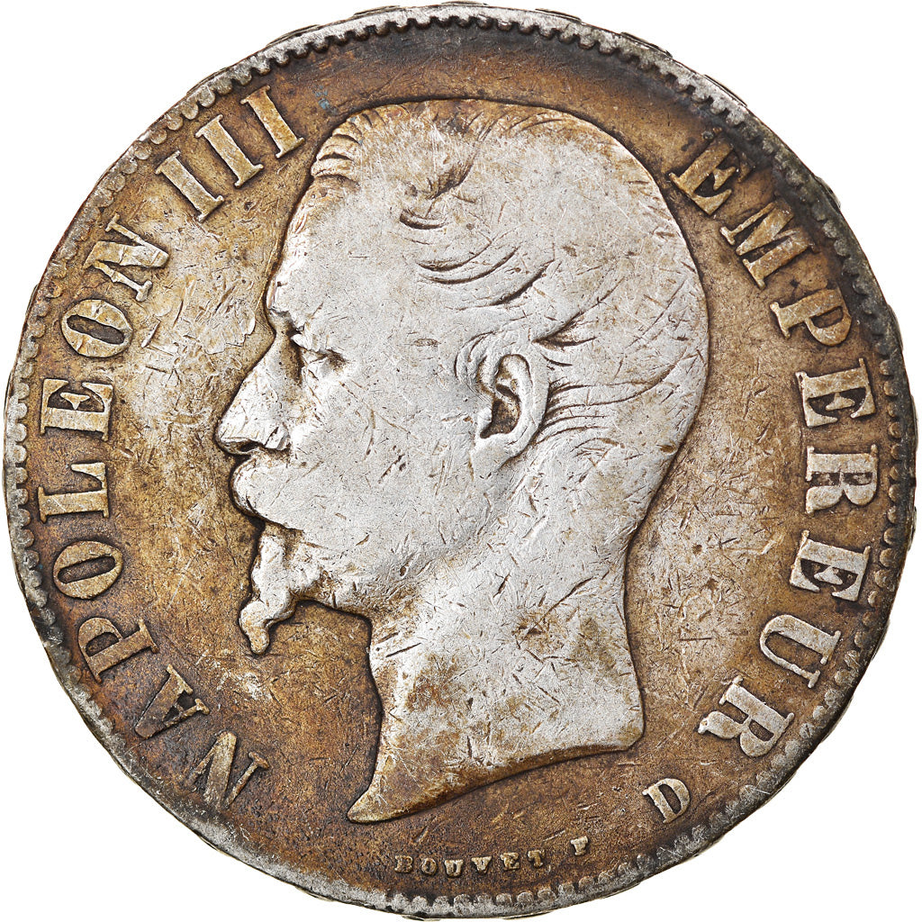 Moneta, Francja, Napoleon III, Napoléon III, 5 Francs, 1856, Lyon, VF(20-25)