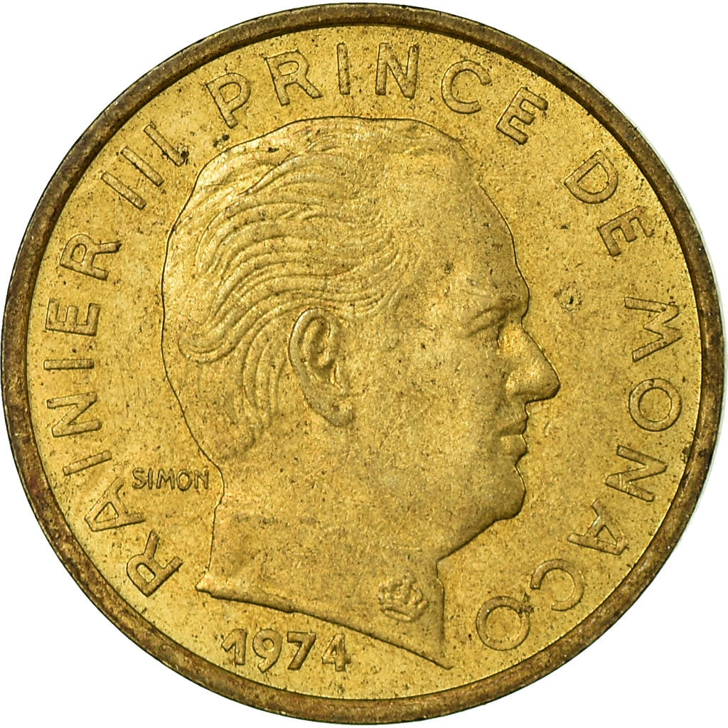 Coin, Monaco, Rainier III, 10 Centimes, 1974, EF(40-45), Aluminum-Bronze