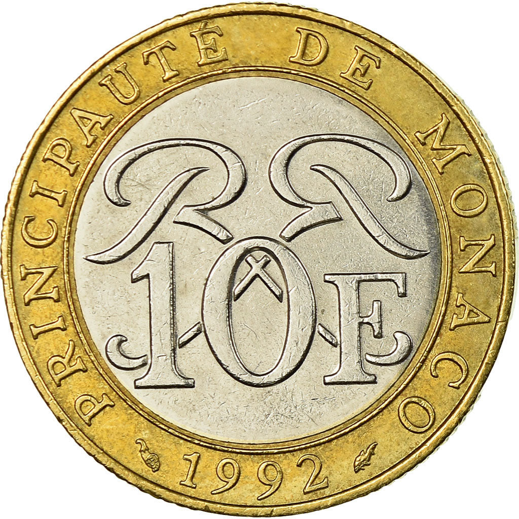 Moneta, Monaco, Rainier III, 10 Francs, 1992, BB, Bi-metallico, KM:163