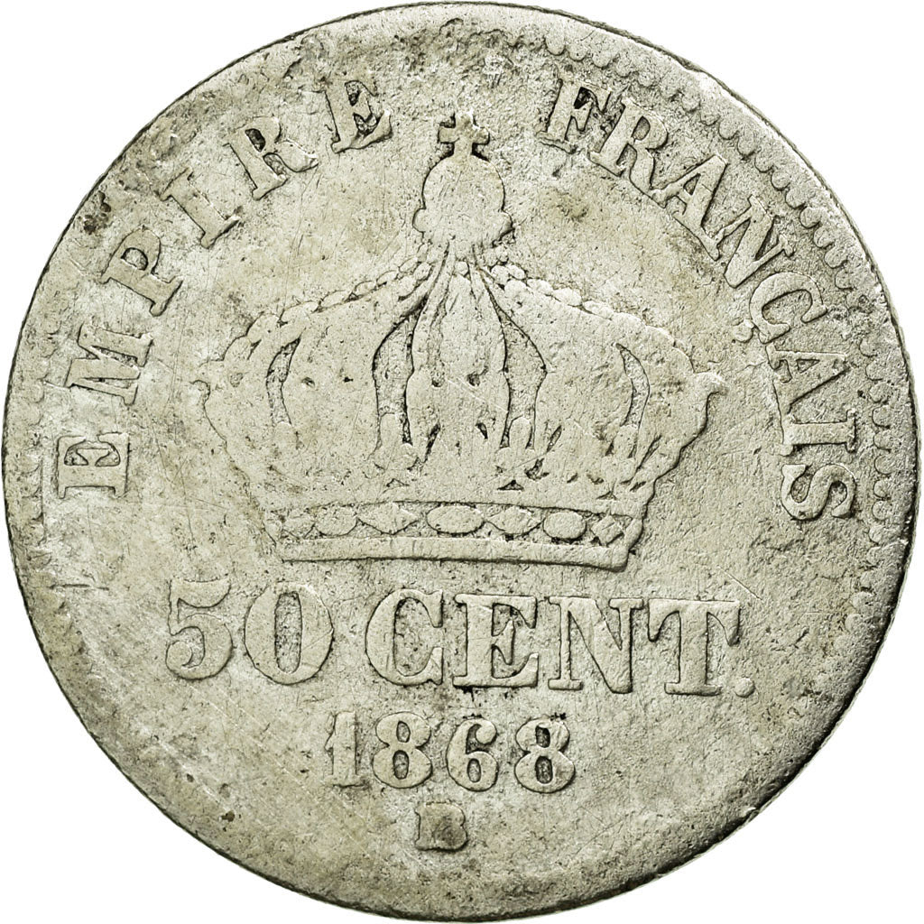 Coin, France, Napoleon III, Napoléon III, 50 Centimes, 1868, Strasbourg
