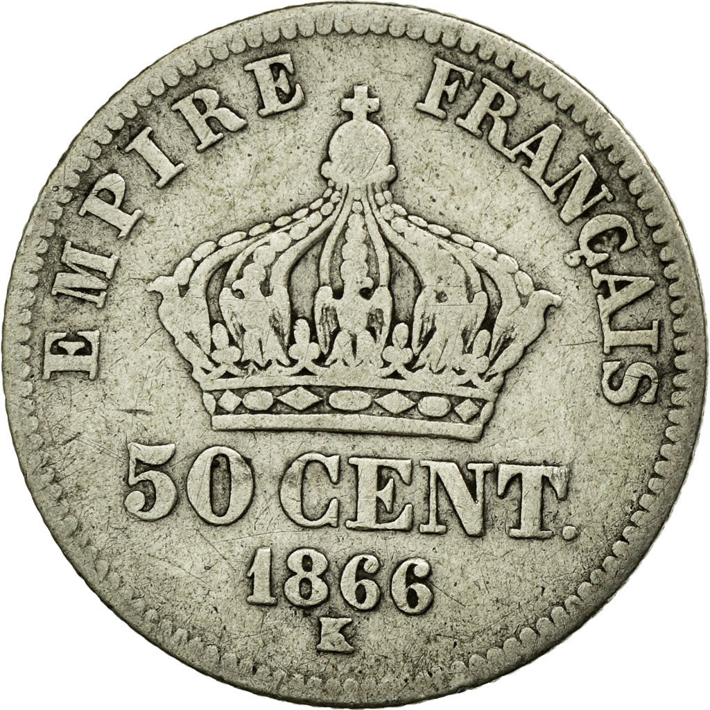 Coin, France, Napoleon III, Napoléon III, 50 Centimes, 1866, Bordeaux