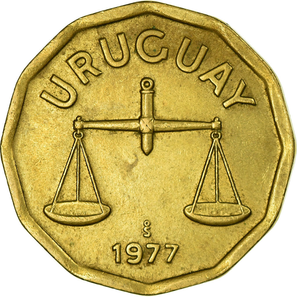Moeda, Uruguai, 50 Centesimos, 1977, Santiago, EF(40-45), Alumínio-Bronze