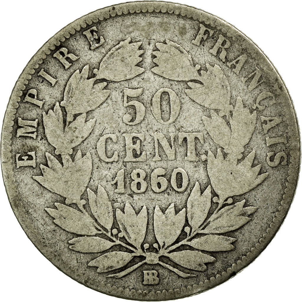 Coin, France, Napoleon III, Napoléon III, 50 Centimes, 1860, Strasbourg