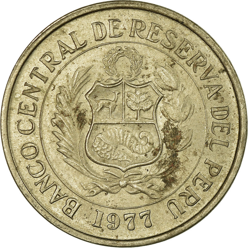 Munten, Peru, 5 Soles, 1977, Lima, PR, Copper-nickel, KM:267