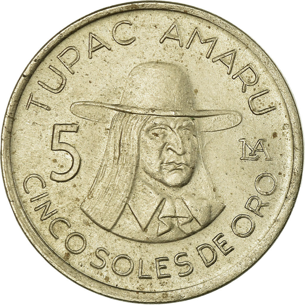 Munten, Peru, 5 Soles, 1977, Lima, PR, Copper-nickel, KM:267