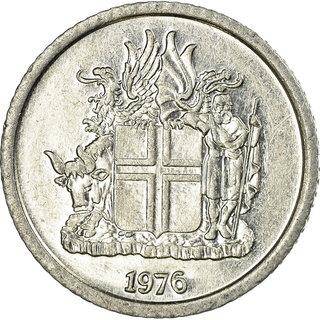 Moneda, Islandia, Krona, 1976, MBC, Aluminio, KM:23