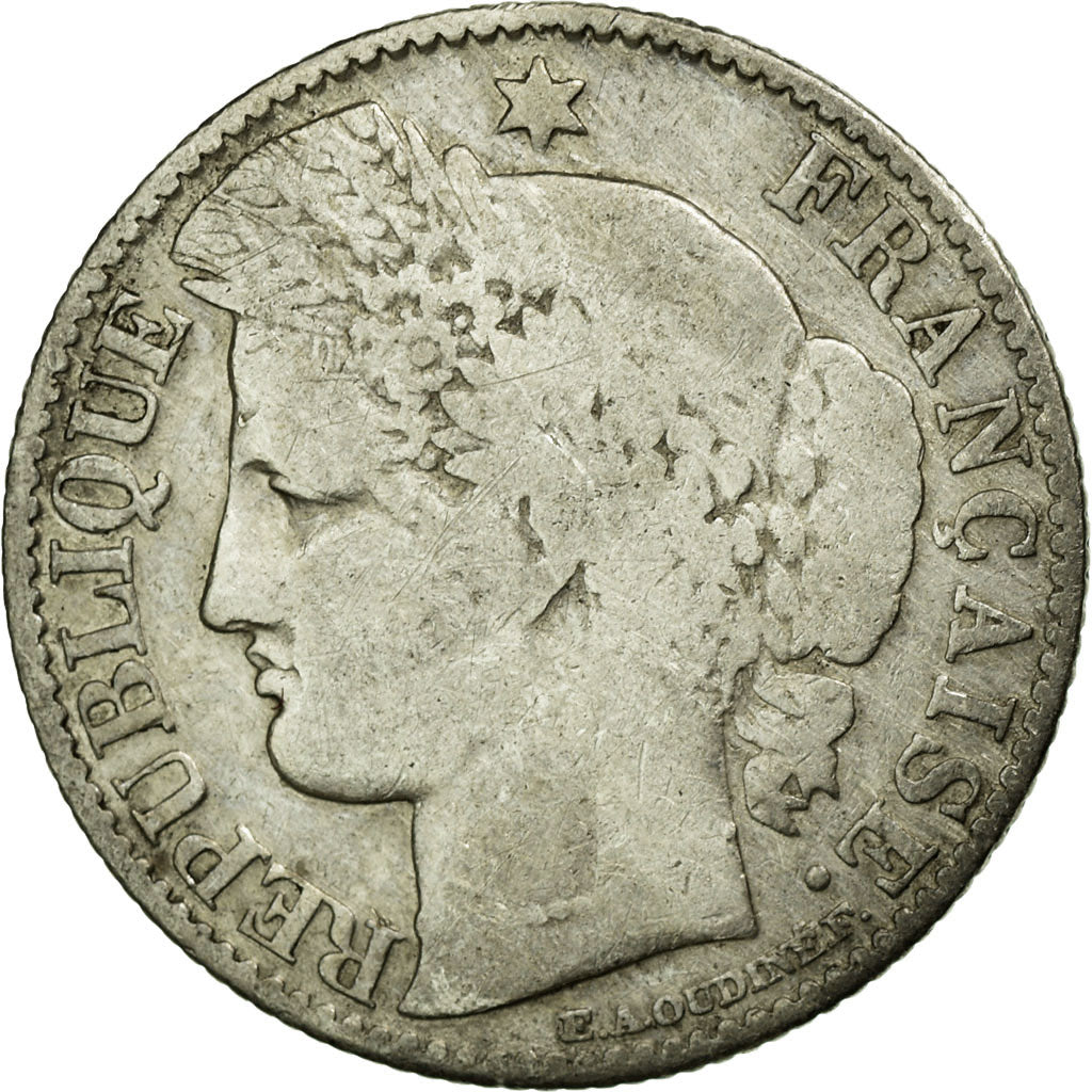 Moneta, Francia, Cérès, 50 Centimes, 1871, Bordeaux, B+, Argento, KM:834.2