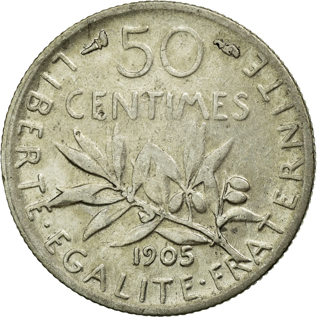 Monnaie, France, Semeuse, 50 Centimes, 1905, TTB, Argent, Gadoury:420