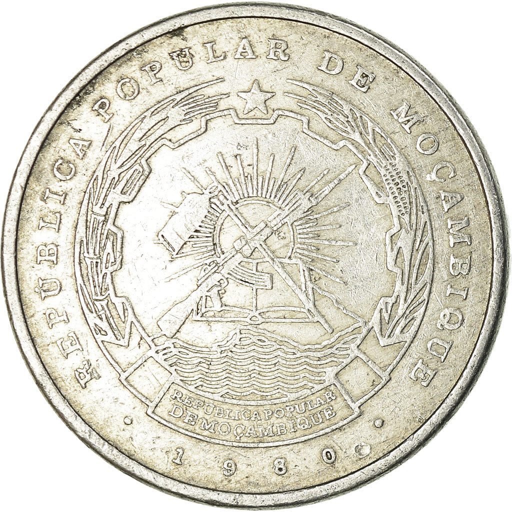 Coin, Mozambique, 5 Meticais, 1980, EF(40-45), Aluminum, KM:101