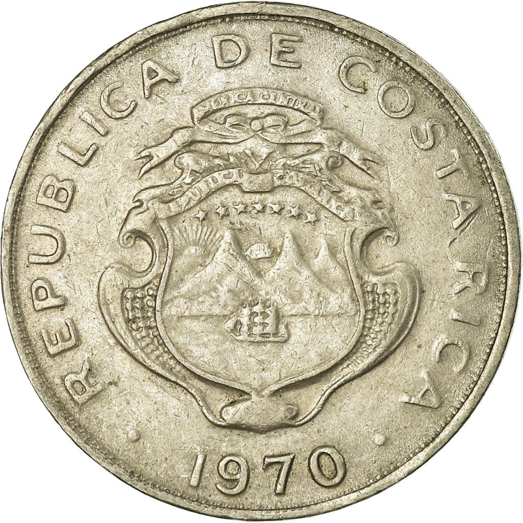 Coin, Costa Rica, 50 Centimos, 1970, EF(40-45), Copper-nickel, KM:189.3