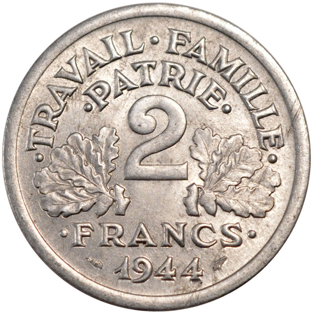 Coin, France, Bazor, 2 Francs, 1944, Castelsarrasin, MS(60-62), Aluminum