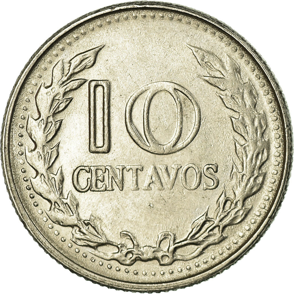 Moeda, Colômbia, 10 Centavos, 1970, EF(40-45), Aço Revestido a Níquel, KM:236