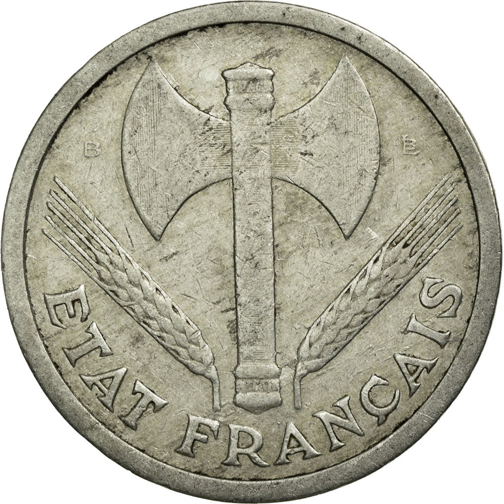 Monnaie, France, Bazor, 2 Francs, 1943, Beaumont le Roger, TB, Aluminium