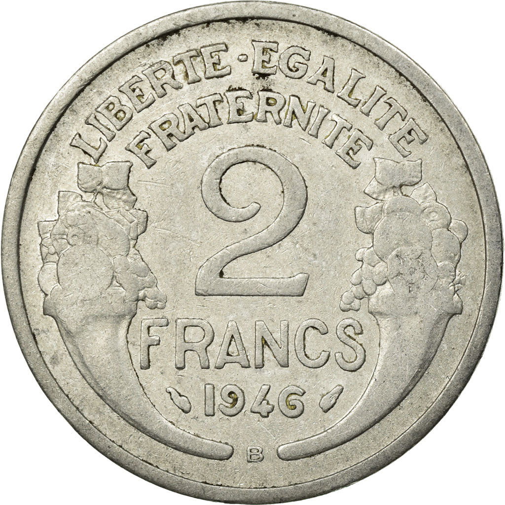 Coin, France, Morlon, 2 Francs, 1946, Beaumont le Roger, VF(30-35), Aluminum