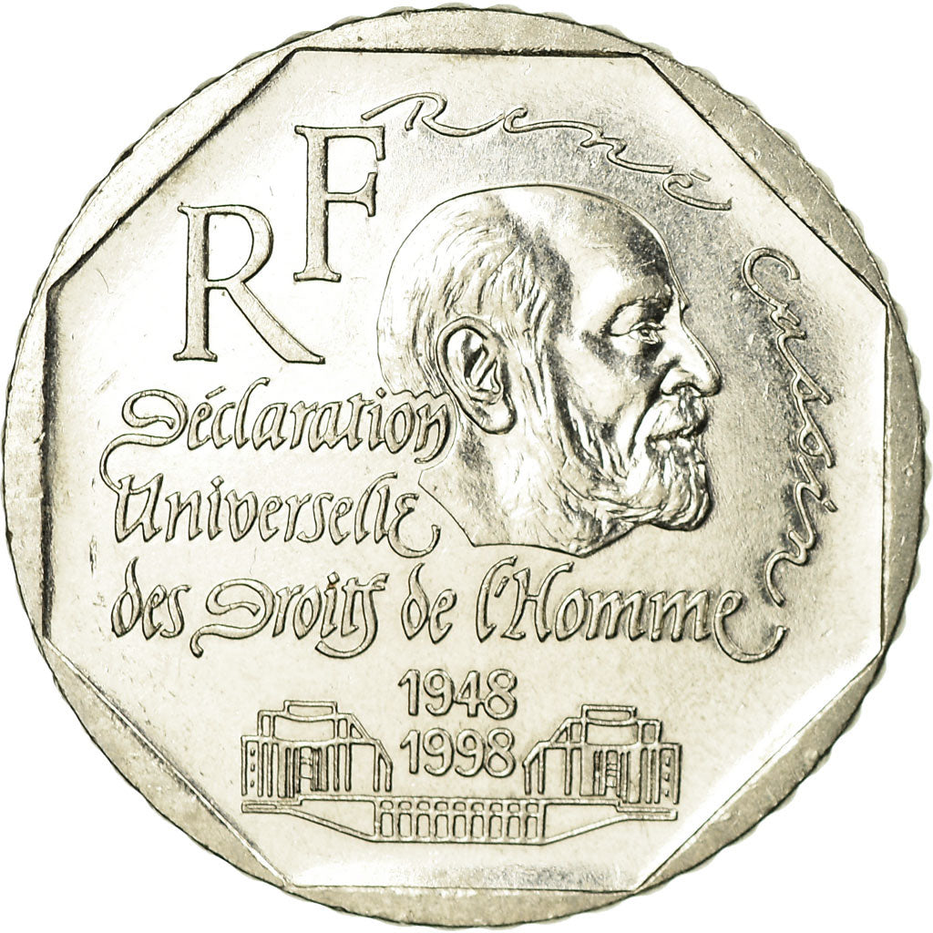 Münze, Frankreich, René Cassin, 2 Francs, 1998, VZ, Nickel, KM:1213