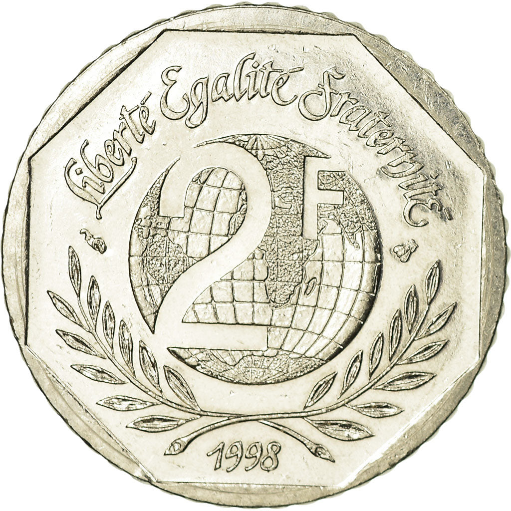 Münze, Frankreich, René Cassin, 2 Francs, 1998, VZ, Nickel, KM:1213