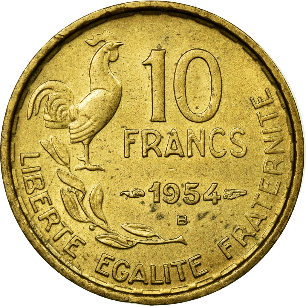 Coin, France, Guiraud, 10 Francs, 1954, Beaumont le Roger, AU(55-58)