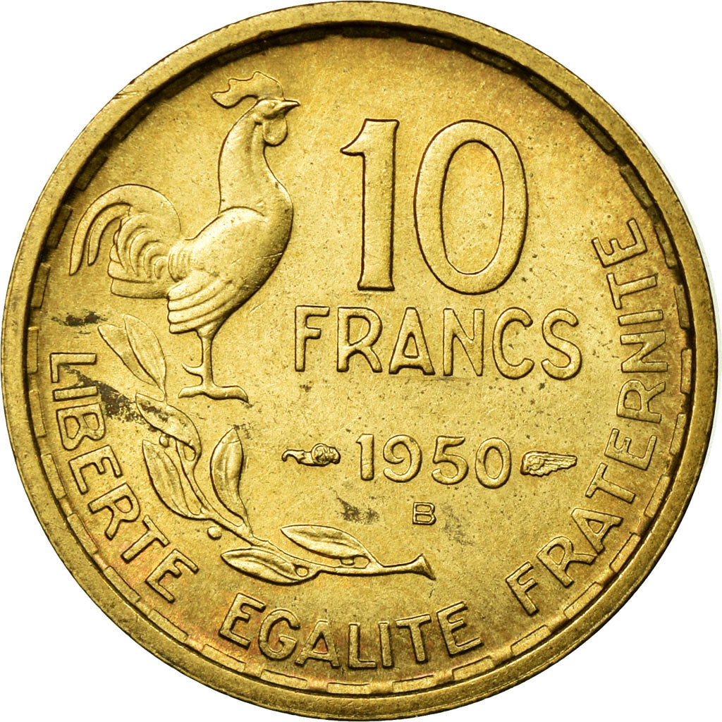 Coin, France, Guiraud, 10 Francs, 1950, Beaumont le Roger, AU(55-58)
