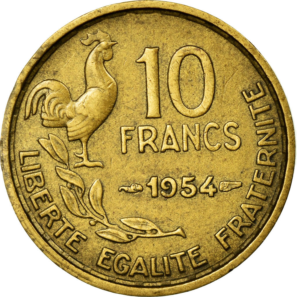 Moneta, Francia, Guiraud, 10 Francs, 1954, BB, Alluminio-bronzo, Gadoury:812