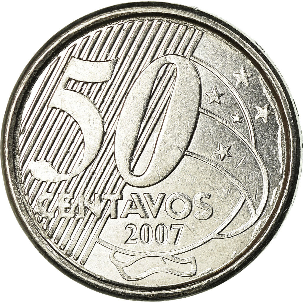 Coin, Brazil, 50 Centavos, 2007, EF(40-45), Stainless Steel, KM:651a