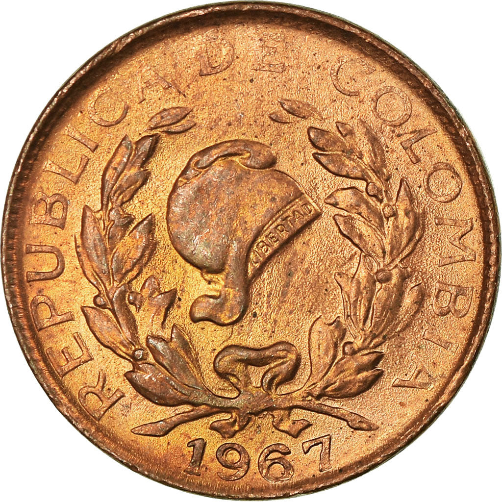 Moneta, Colombia, Centavo, 1967, SPL-, Acciaio ricoperto in rame, KM:205a
