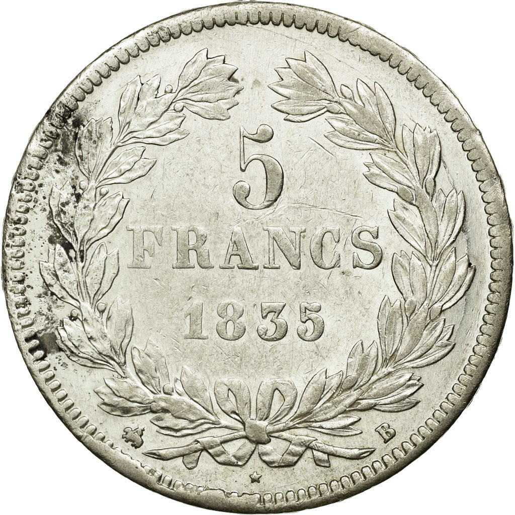 Coin, France, Louis-Philippe, 5 Francs, 1835, Rouen, AU(50-53), Silver
